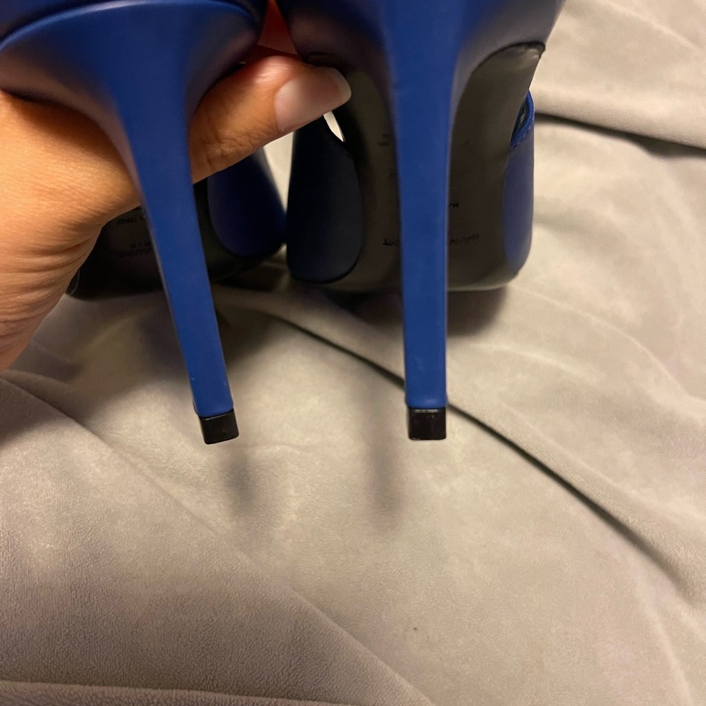 YSL Saint Laurent Two Tone Blue Black Heels Sz 37 - Picture 5 of 6